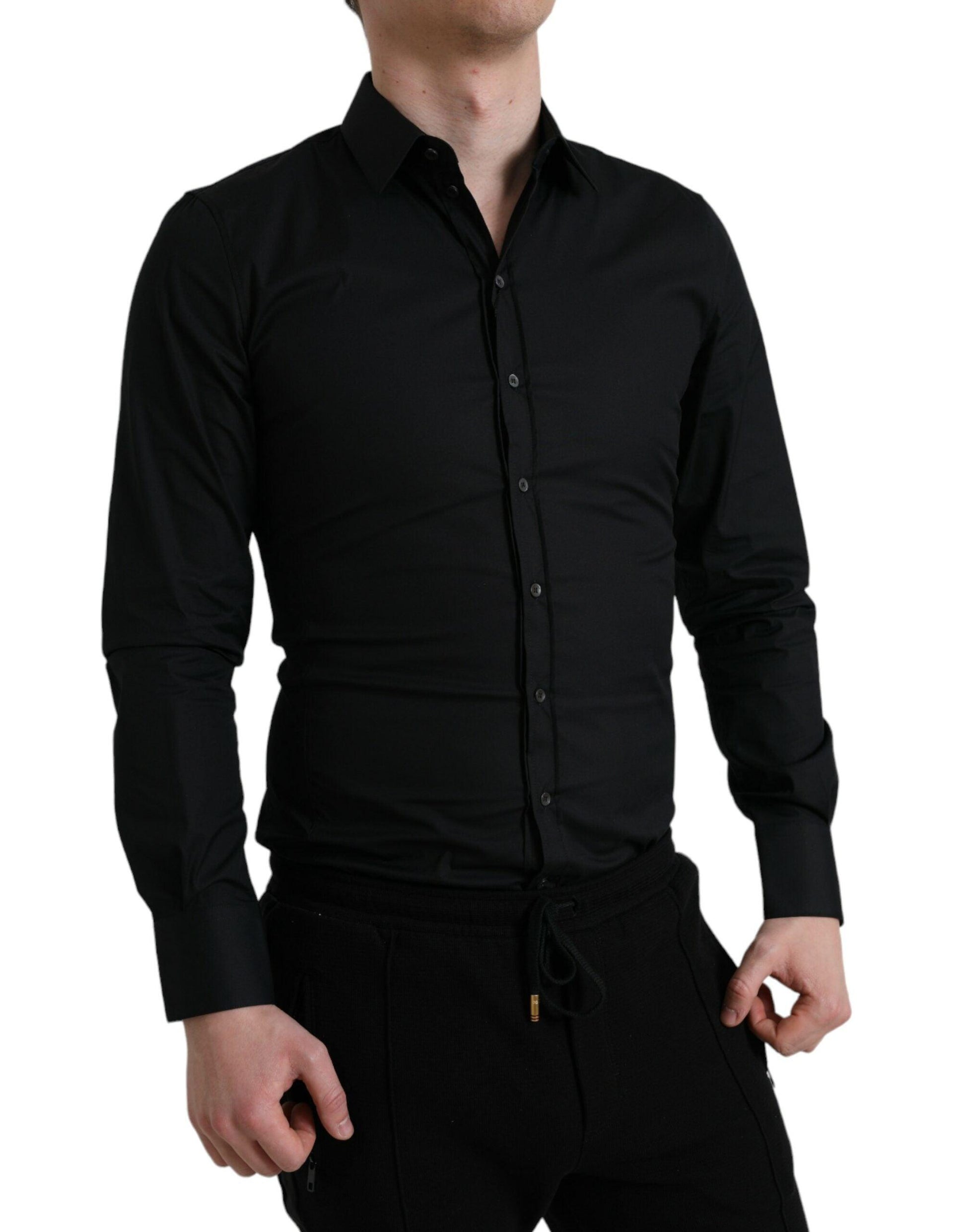 Dolce & Gabbana Elegant Black Slim Fit Italian Dress Shirt - Arichezz.store