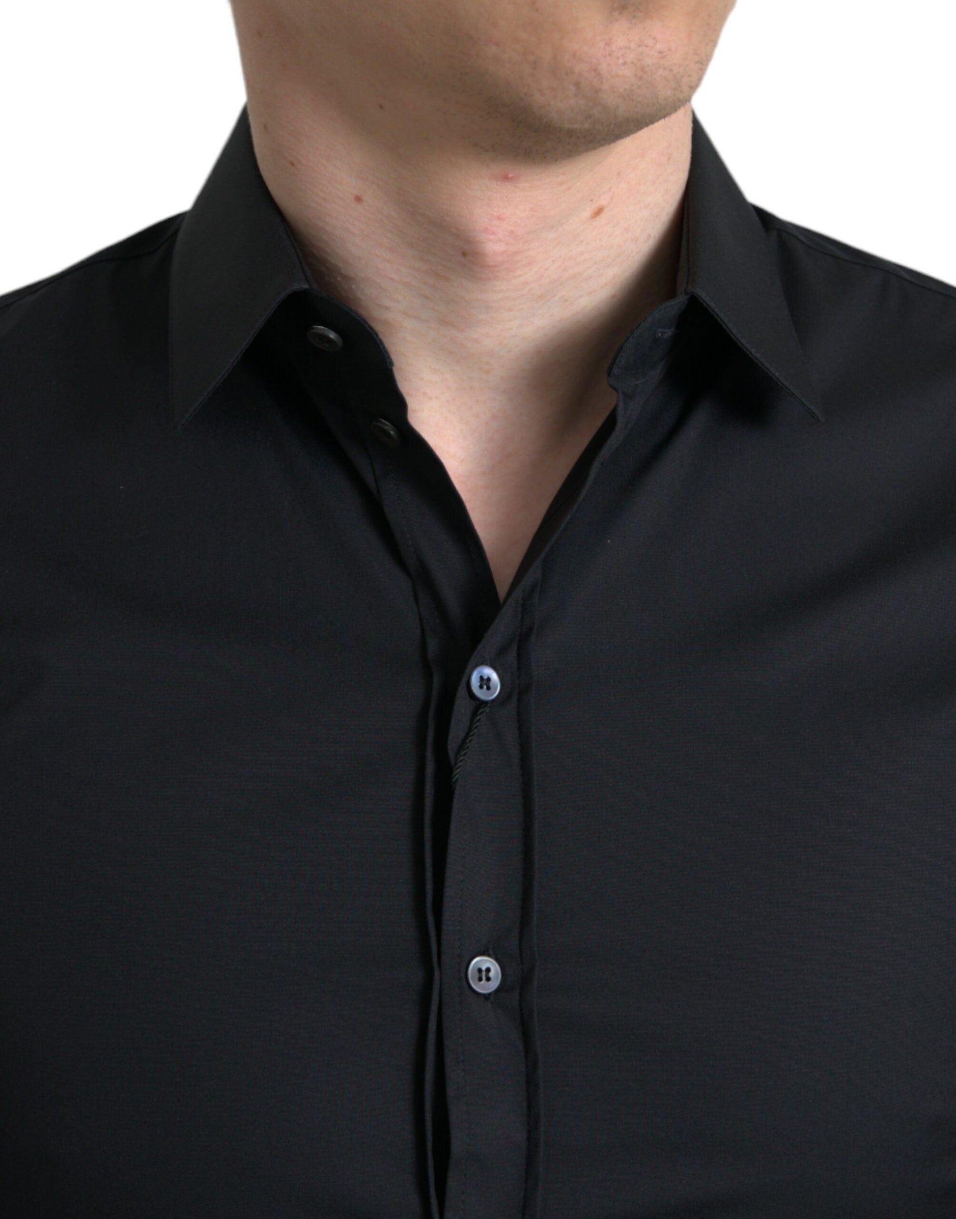 Dolce & Gabbana Elegant Black Slim Fit Italian Dress Shirt - Arichezz.store