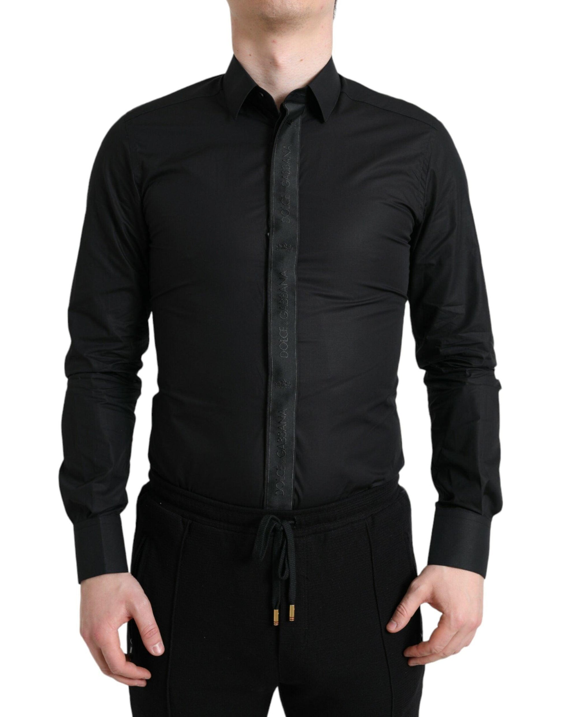 Dolce & Gabbana Elegant Black Slim Fit Dress Shirt - Arichezz.store