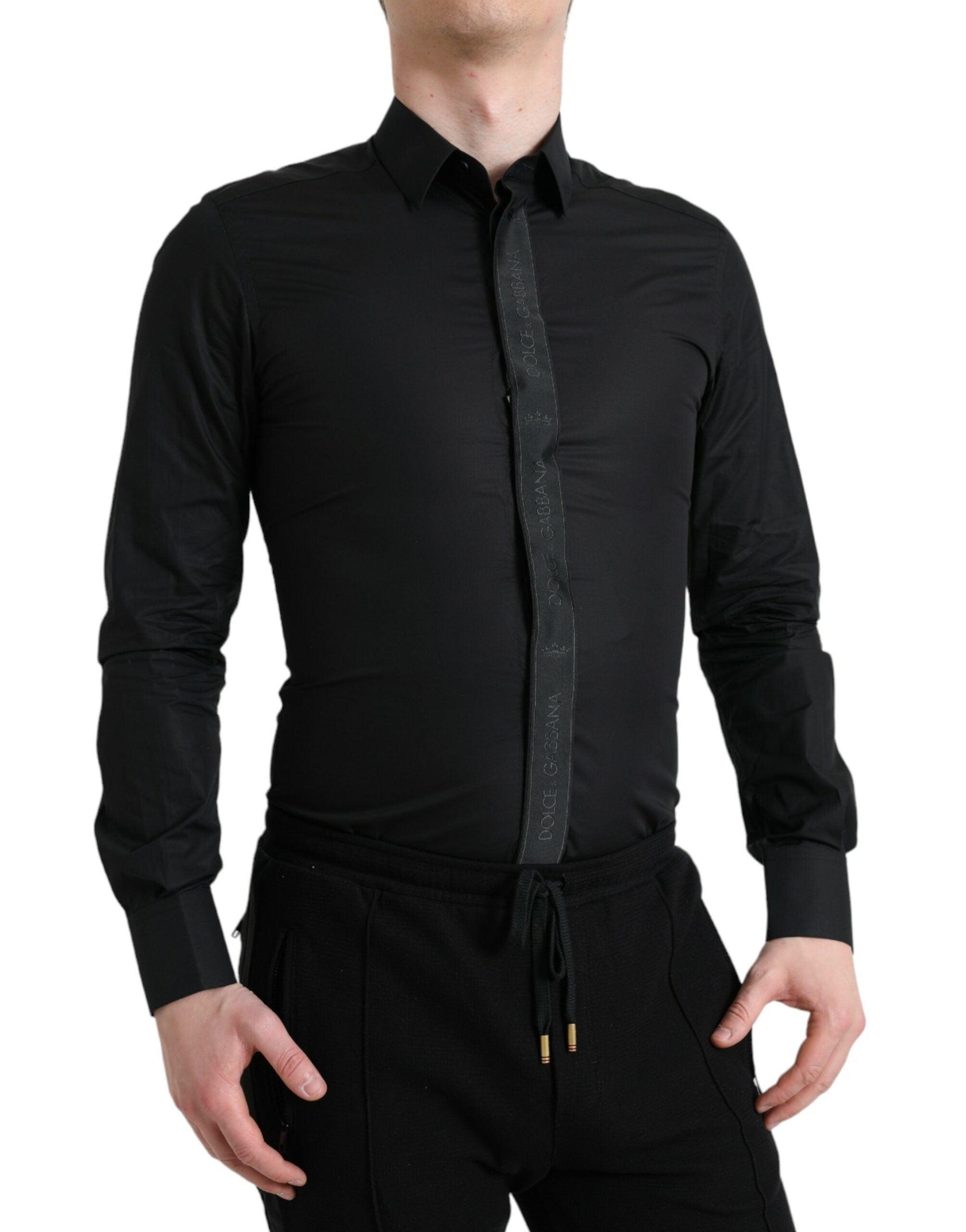 Dolce & Gabbana Elegant Black Slim Fit Dress Shirt - Arichezz.store