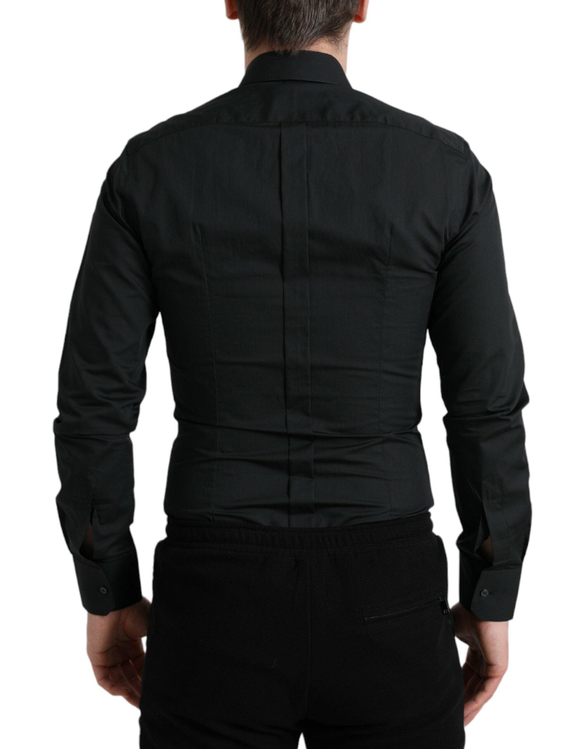 Dolce & Gabbana Elegant Slim Black Silk Blend Dress Shirt - Arichezz.store