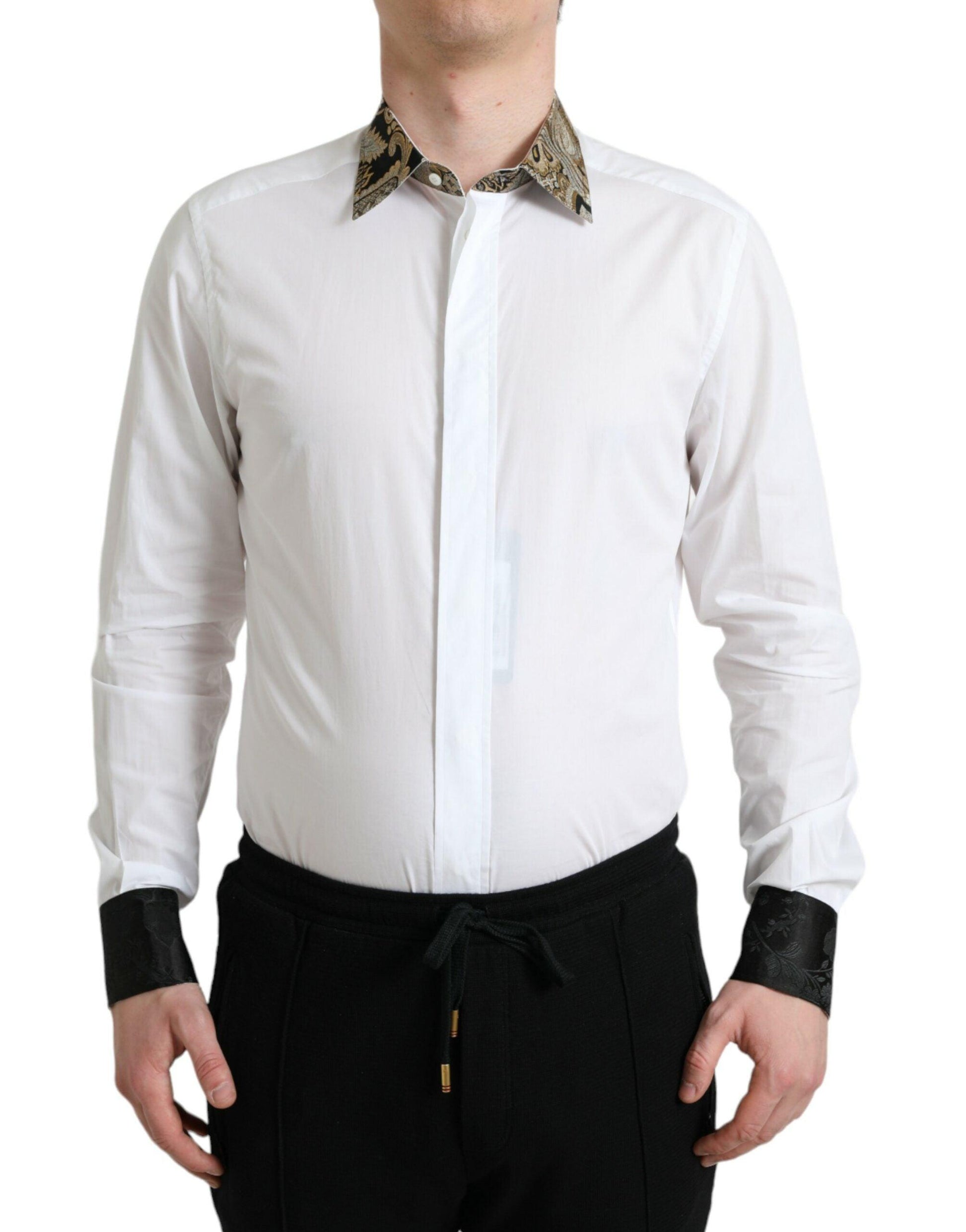 Dolce & Gabbana Elegant Gold Detail Dress Shirt - Arichezz.store