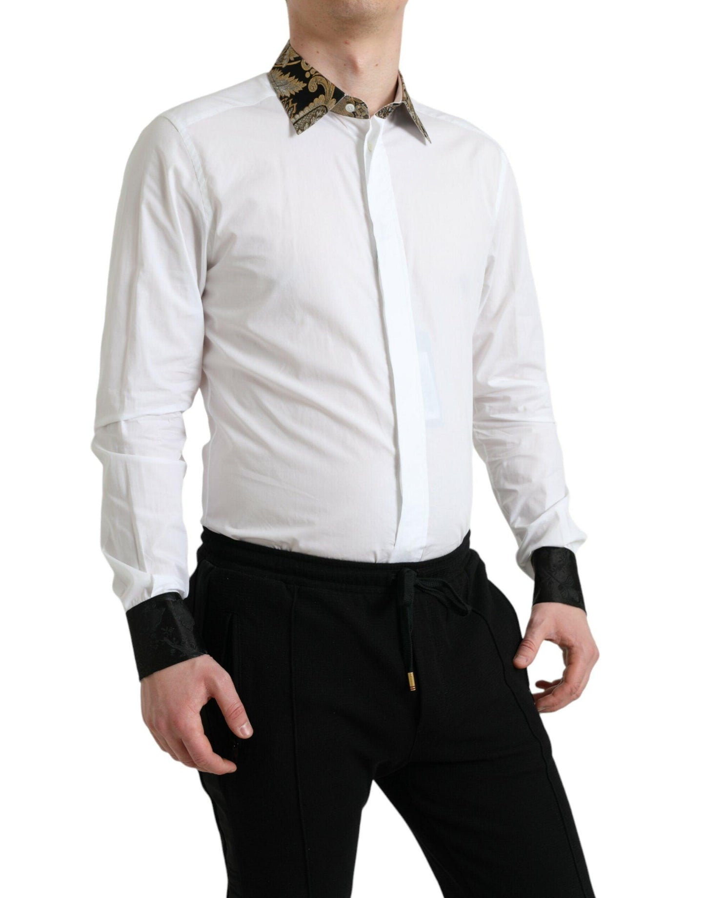 Dolce & Gabbana Elegant Gold Detail Dress Shirt - Arichezz.store