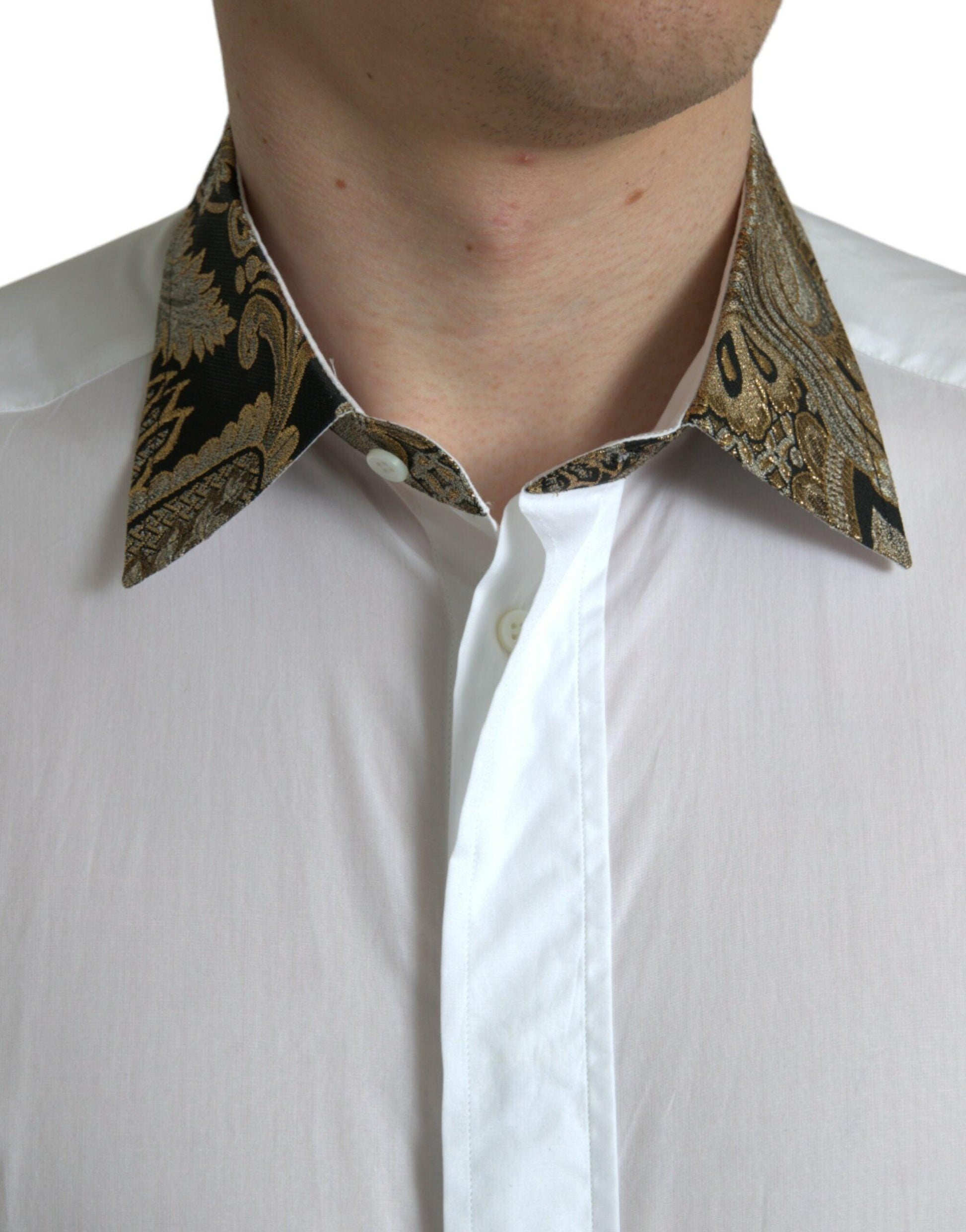 Dolce & Gabbana Elegant Gold Detail Dress Shirt - Arichezz.store