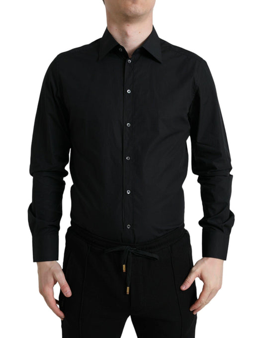 Dolce & Gabbana Sleek Black Slim Fit Italian Dress Shirt - Arichezz.store