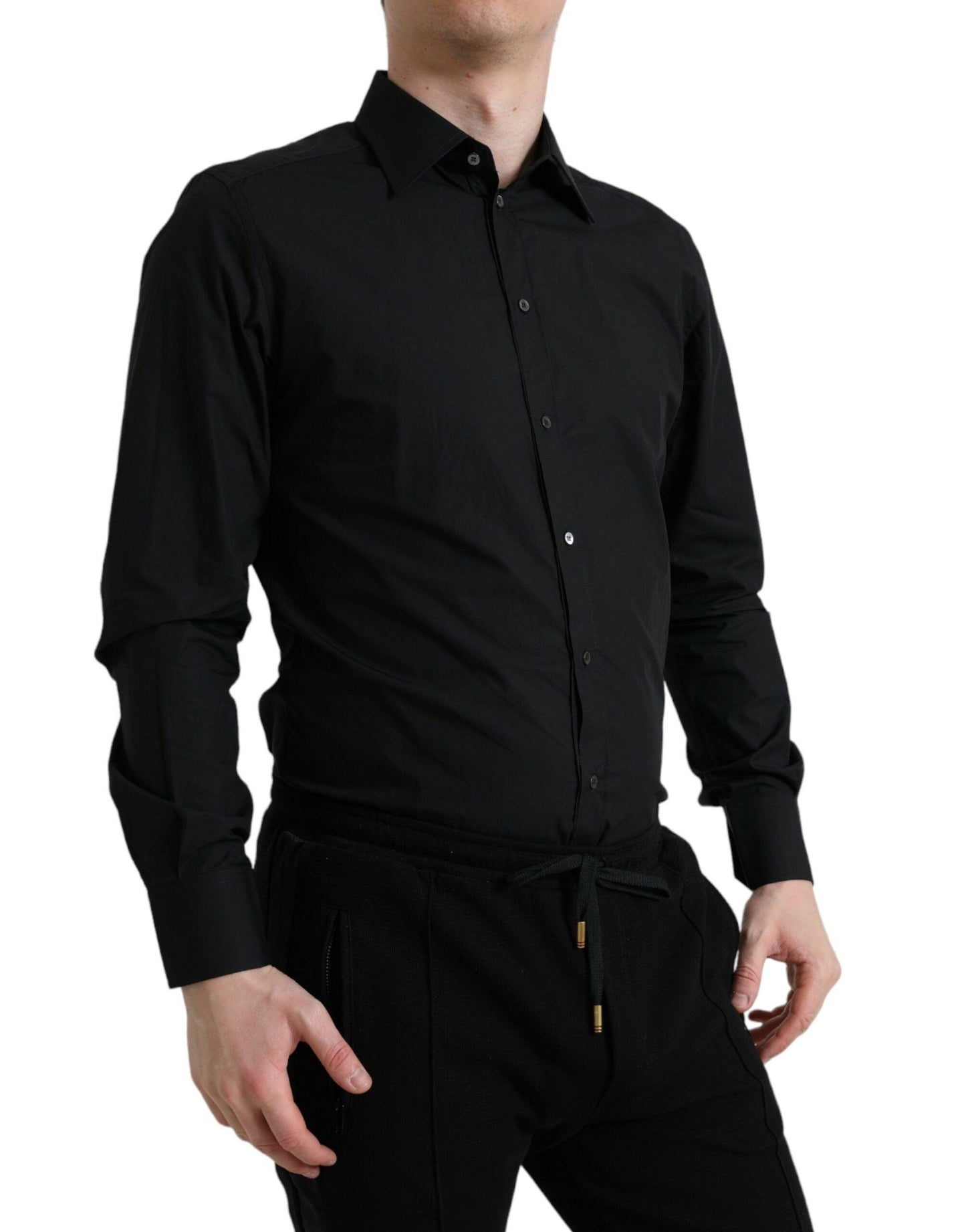 Dolce & Gabbana Sleek Black Slim Fit Italian Dress Shirt - Arichezz.store