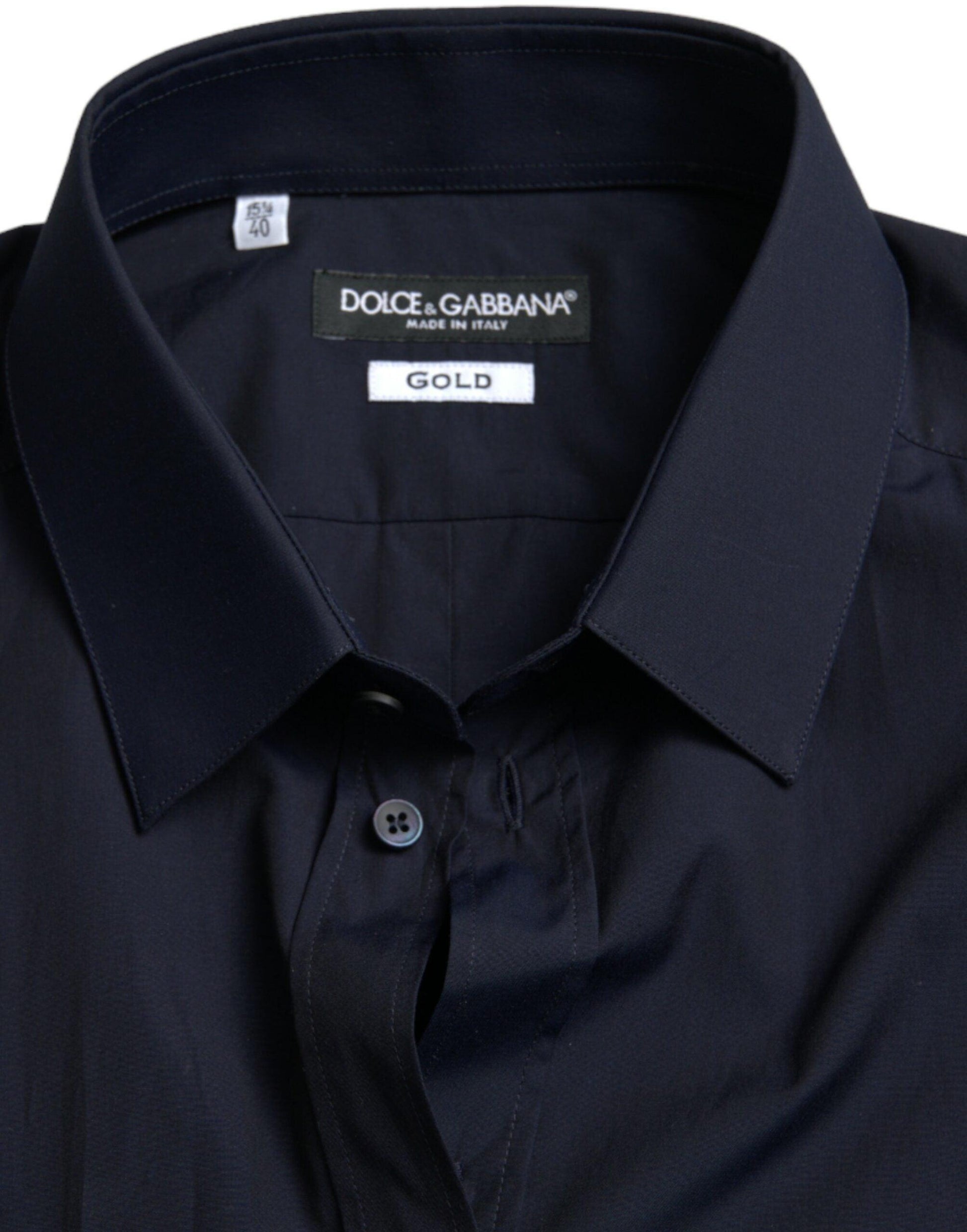 Dolce & Gabbana Elegant Navy Jacquard Dress Shirt - Arichezz.store