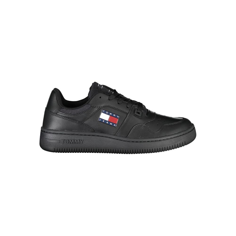 Tommy Hilfiger Women's Black Leather Sneakers - Arichezz.store