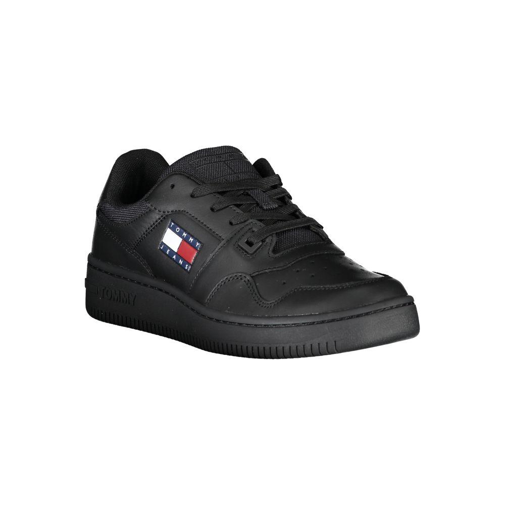 Tommy Hilfiger Women's Black Leather Sneakers - Arichezz.store