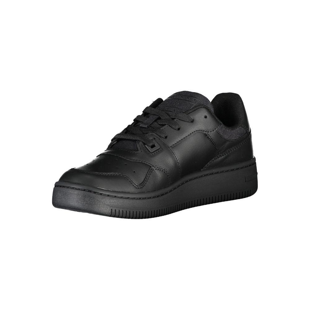 Tommy Hilfiger Women's Black Leather Sneakers - Arichezz.store