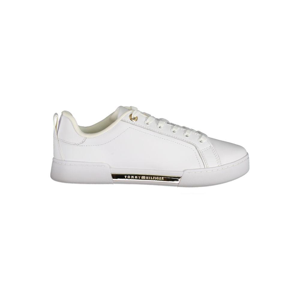 Tommy Hilfiger Chic White Lace-Up Sneakers with Contrast Detail - Arichezz.store