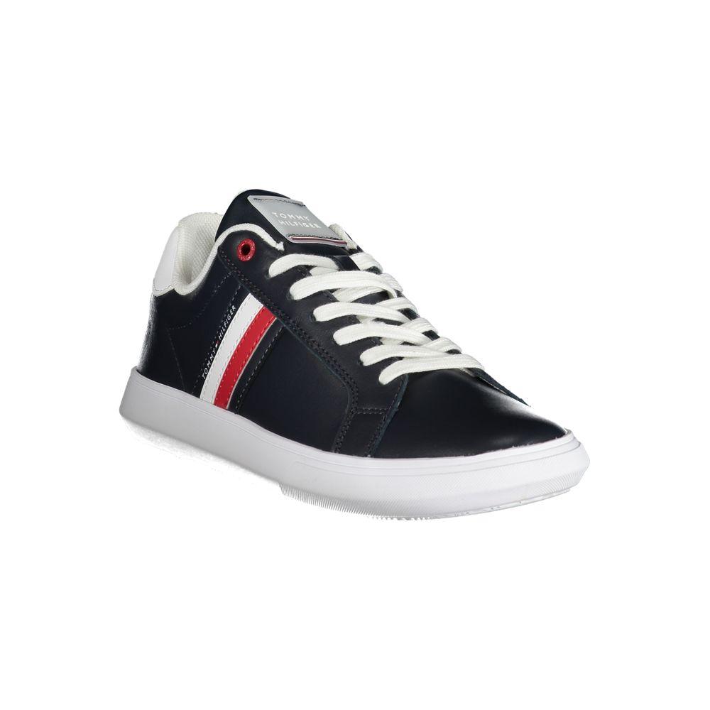 Tommy Hilfiger Sleek Blue Lace-Up Sneakers with Contrast Details - Arichezz.store