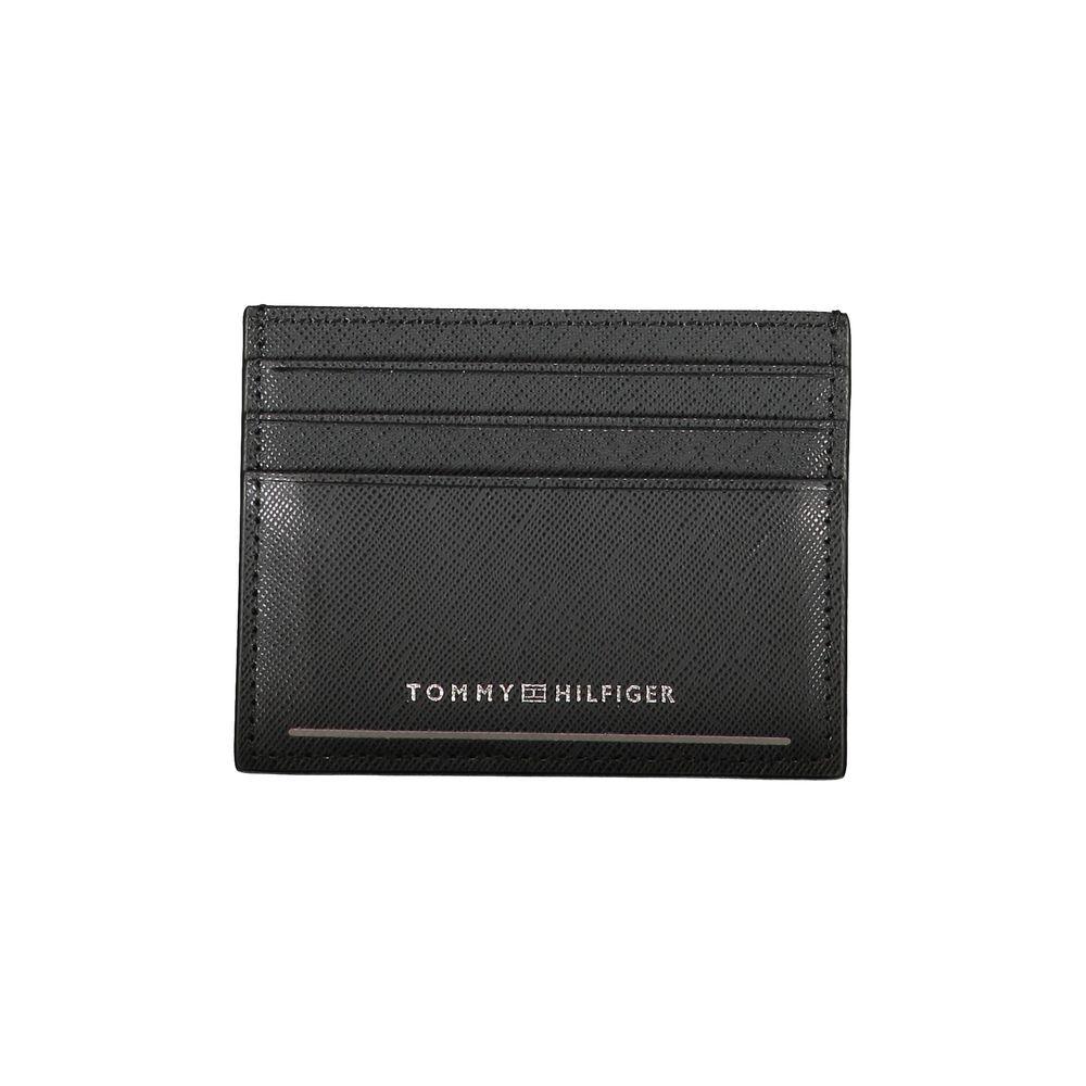 Tommy Hilfiger Sleek Black Leather Card Holder with Contrast Details - Arichezz.store