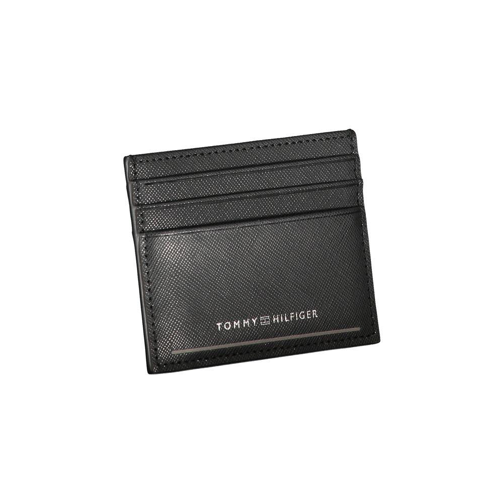 Tommy Hilfiger Sleek Black Leather Card Holder with Contrast Details - Arichezz.store