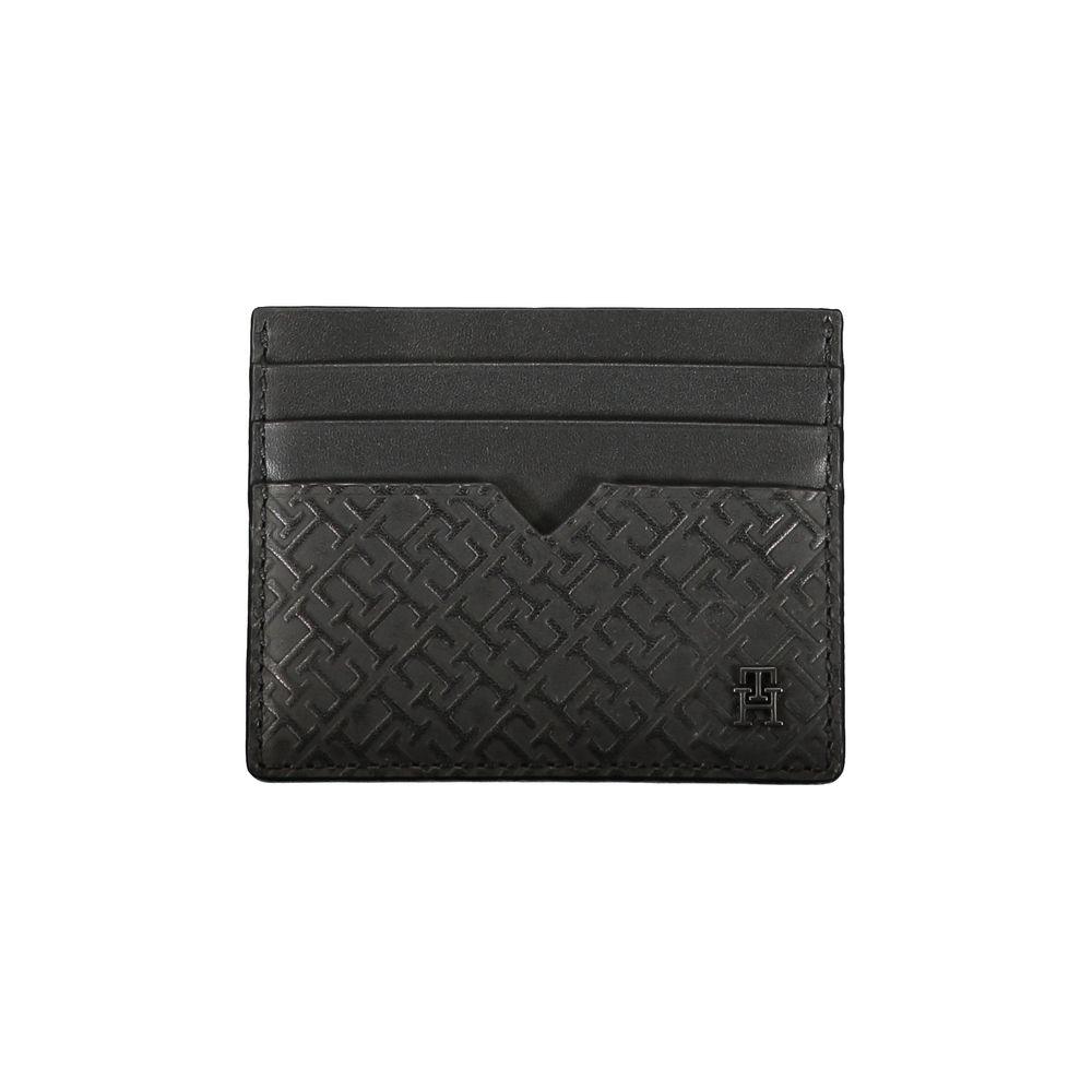 Tommy Hilfiger Sleek Black Leather Card Holder with Contrast Detail - Arichezz.store