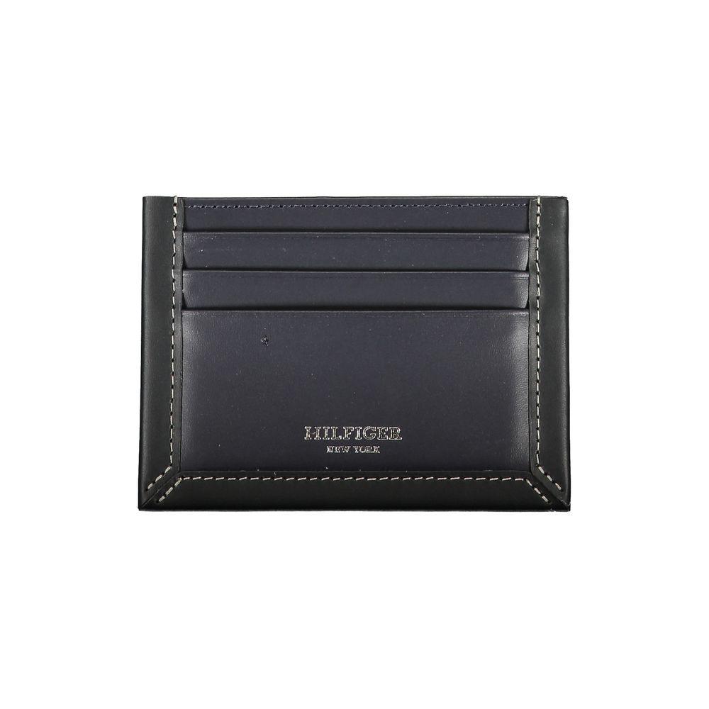 Tommy Hilfiger Sleek Blue Leather Card Holder with Contrast Detail - Arichezz.store