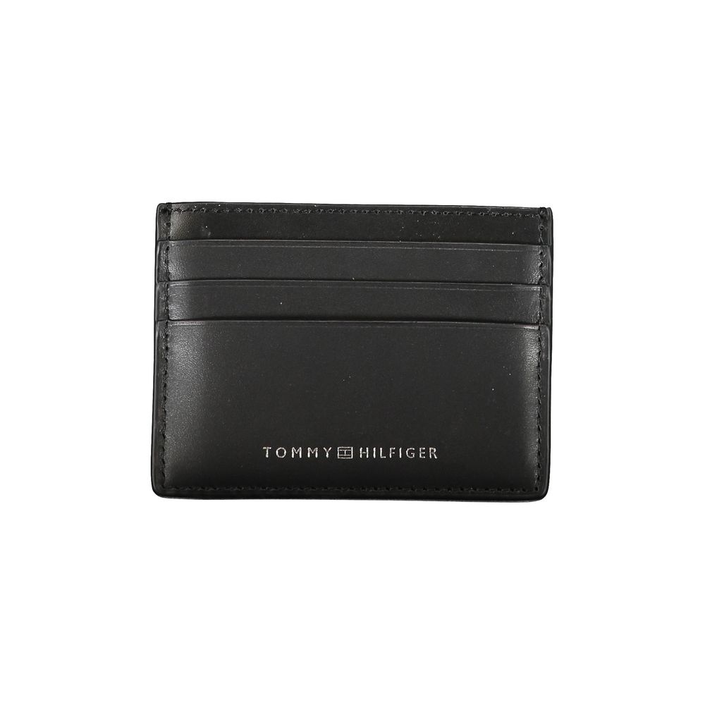 Tommy Hilfiger Chic Black Leather Card Holder with Contrast Detailing - Arichezz.store