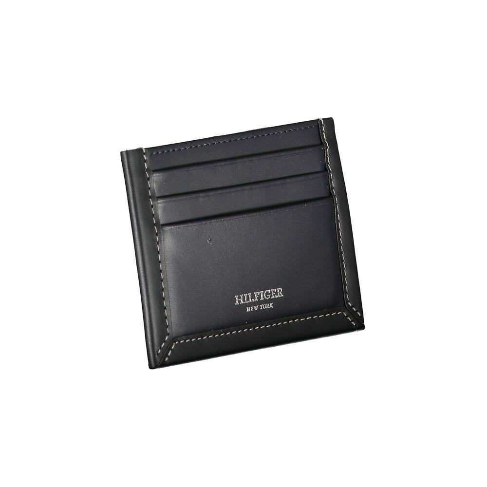 Tommy Hilfiger Sleek Blue Leather Card Holder with Contrast Detail - Arichezz.store