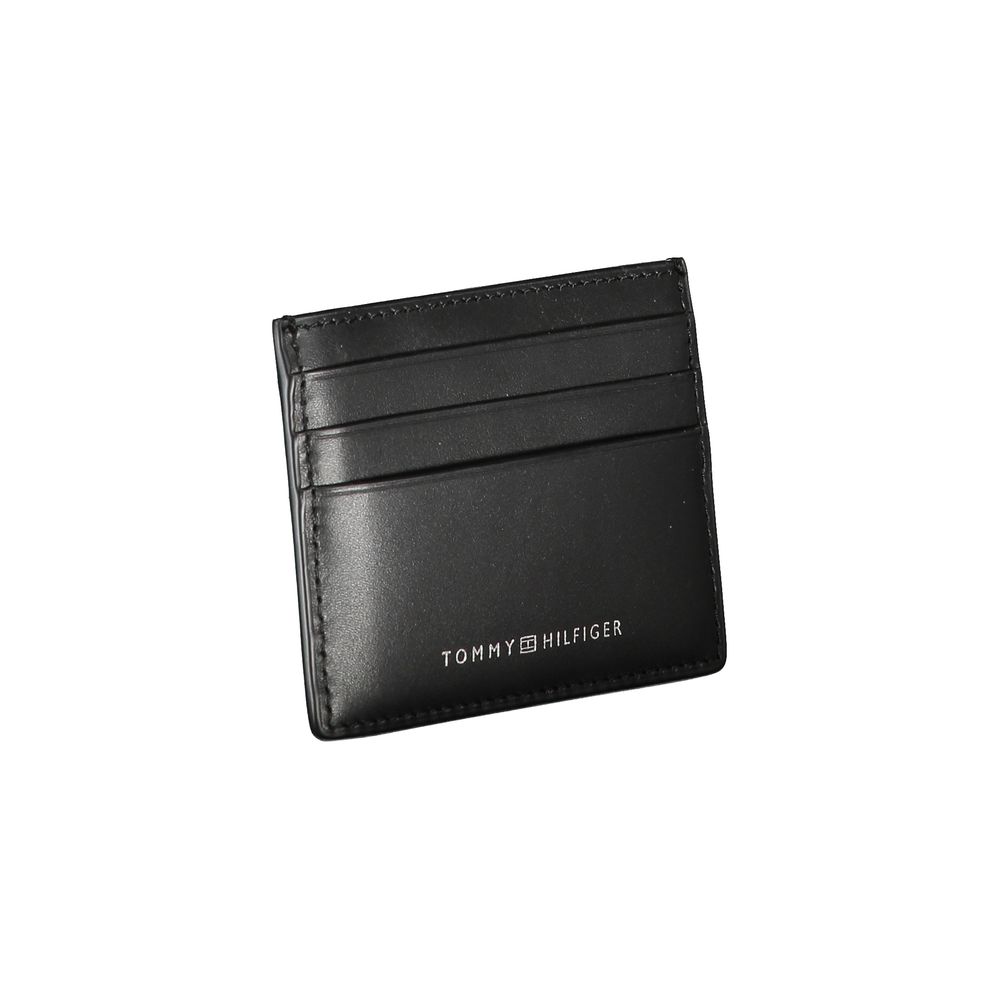 Tommy Hilfiger Chic Black Leather Card Holder with Contrast Detailing - Arichezz.store