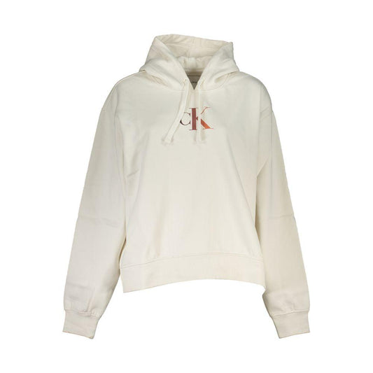 Calvin Klein Chic White Fleece Hooded Sweatshirt - Arichezz.store