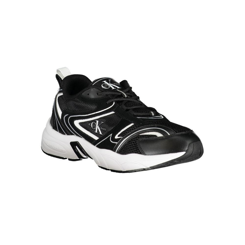 Calvin Klein Sleek Black Lace-Up Sneakers with Contrast Details - Arichezz.store