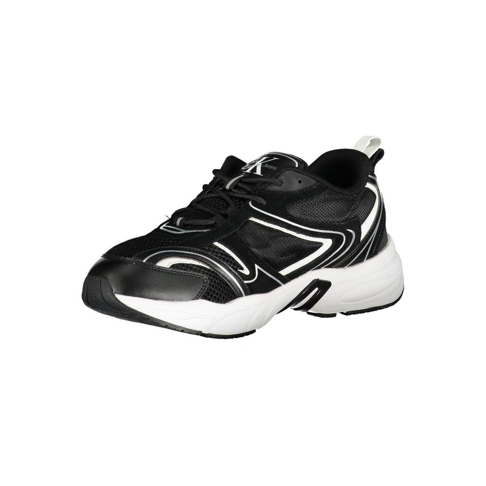 Calvin Klein Sleek Black Lace-Up Sneakers with Contrast Details - Arichezz.store