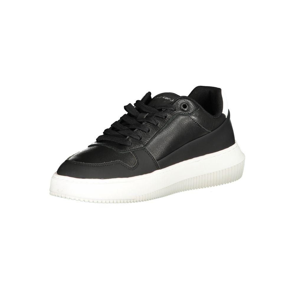 Calvin Klein Sleek Black Lace-Up Sneakers with Contrast Details - Arichezz.store