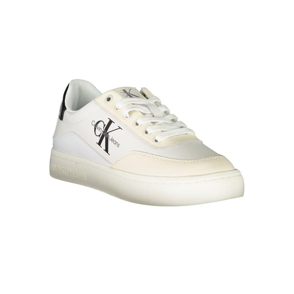 Calvin Klein Chic White Lace-Up Sneakers with Contrast Detailing - Arichezz.store