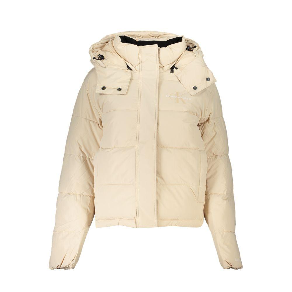 Calvin Klein Chic Beige Long-Sleeved Jacket with Removable Hood - Arichezz.store