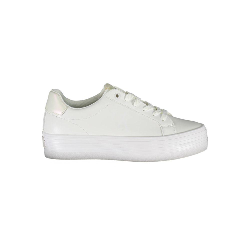 Calvin Klein Sleek White Lace-Up Sneakers with Contrast Detail - Arichezz.store