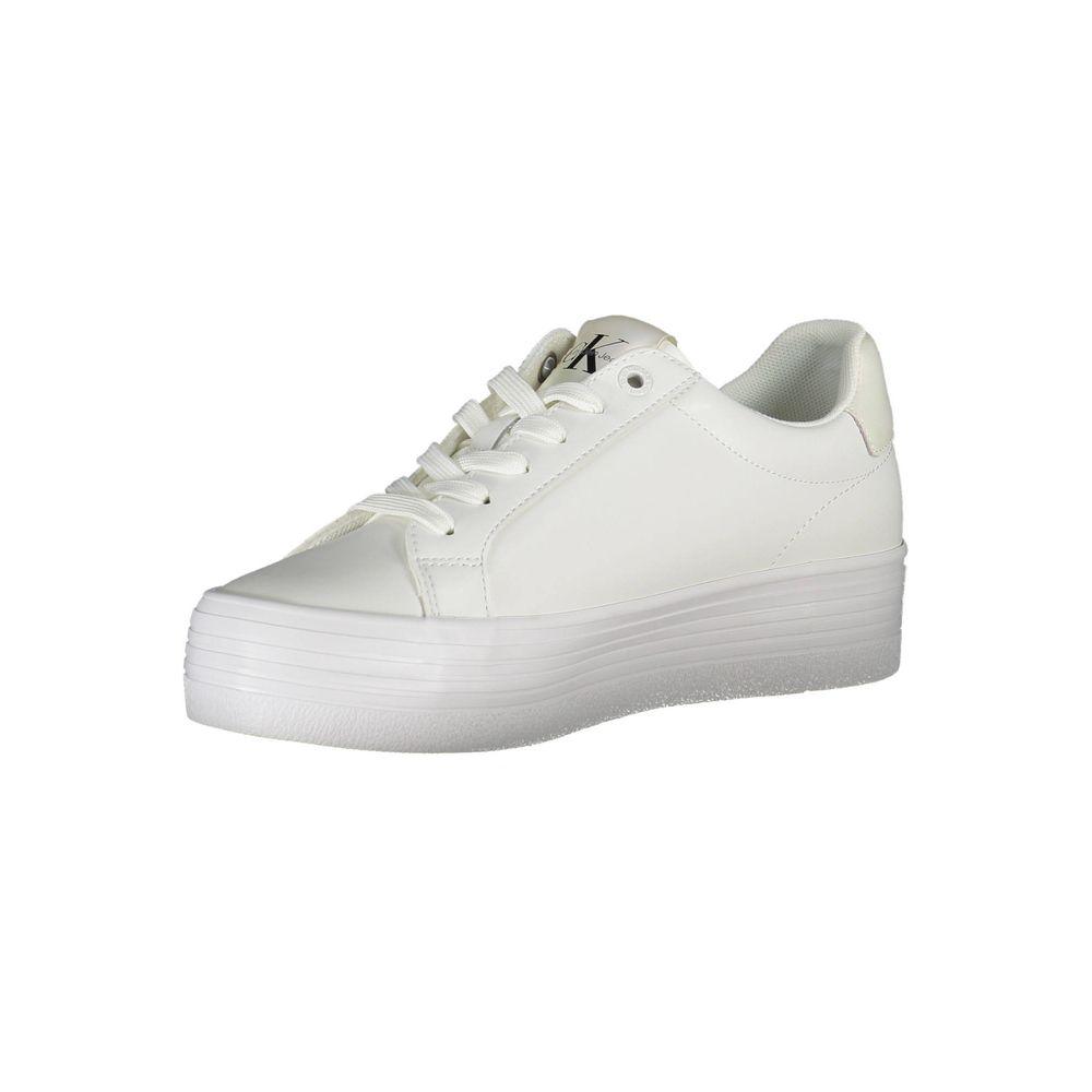 Calvin Klein Sleek White Lace-Up Sneakers with Contrast Detail - Arichezz.store