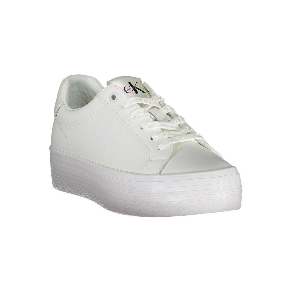 Calvin Klein Sleek White Lace-Up Sneakers with Contrast Detail - Arichezz.store