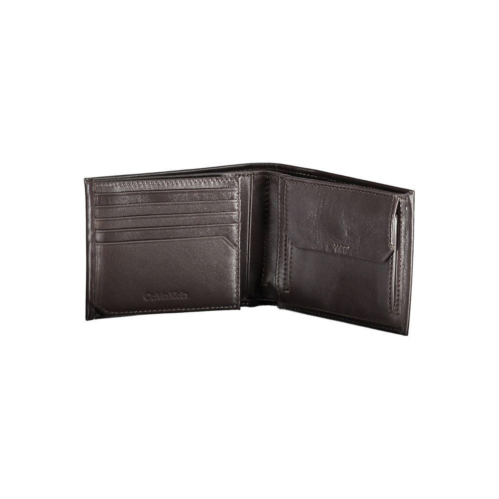 Calvin Klein Elegant Brown Leather Dual-Compartment Wallet - Arichezz.store