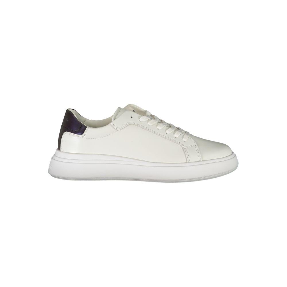 Calvin Klein Sleek White Contrast Lace-Up Sneakers - Arichezz.store