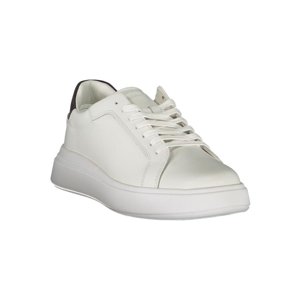 Calvin Klein Sleek White Contrast Lace-Up Sneakers - Arichezz.store