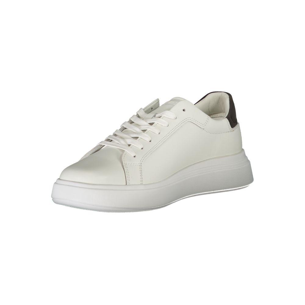 Calvin Klein Sleek White Contrast Lace-Up Sneakers - Arichezz.store