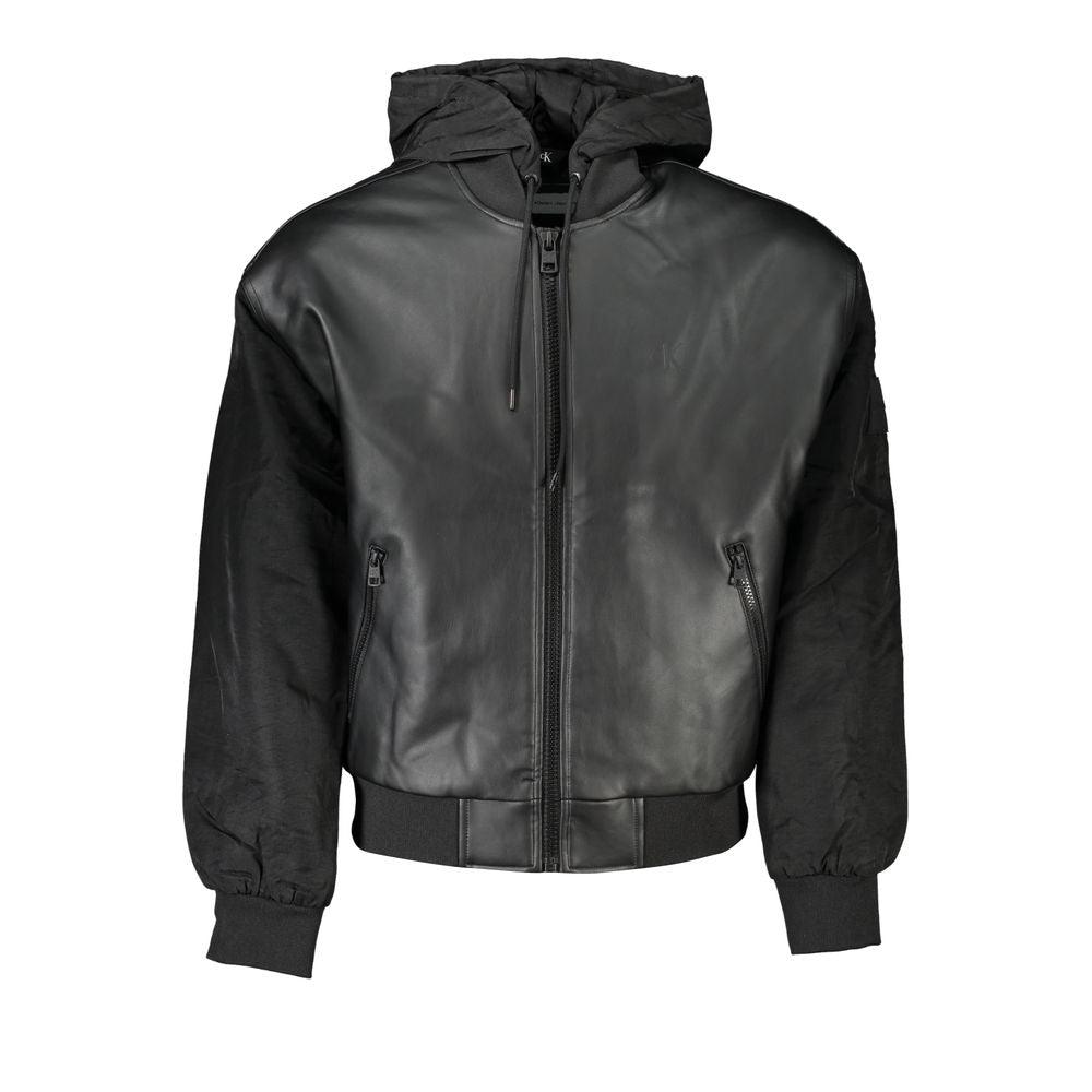 Calvin Klein Sleek Black Hooded Jacket with Contrasting Details - Arichezz.store