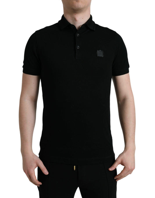 Dolce & Gabbana Elegant Black Cotton Polo Shirt - Arichezz.store