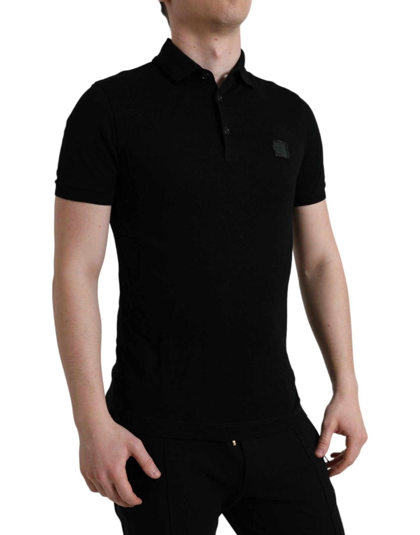 Dolce & Gabbana Elegant Black Cotton Polo Shirt - Arichezz.store