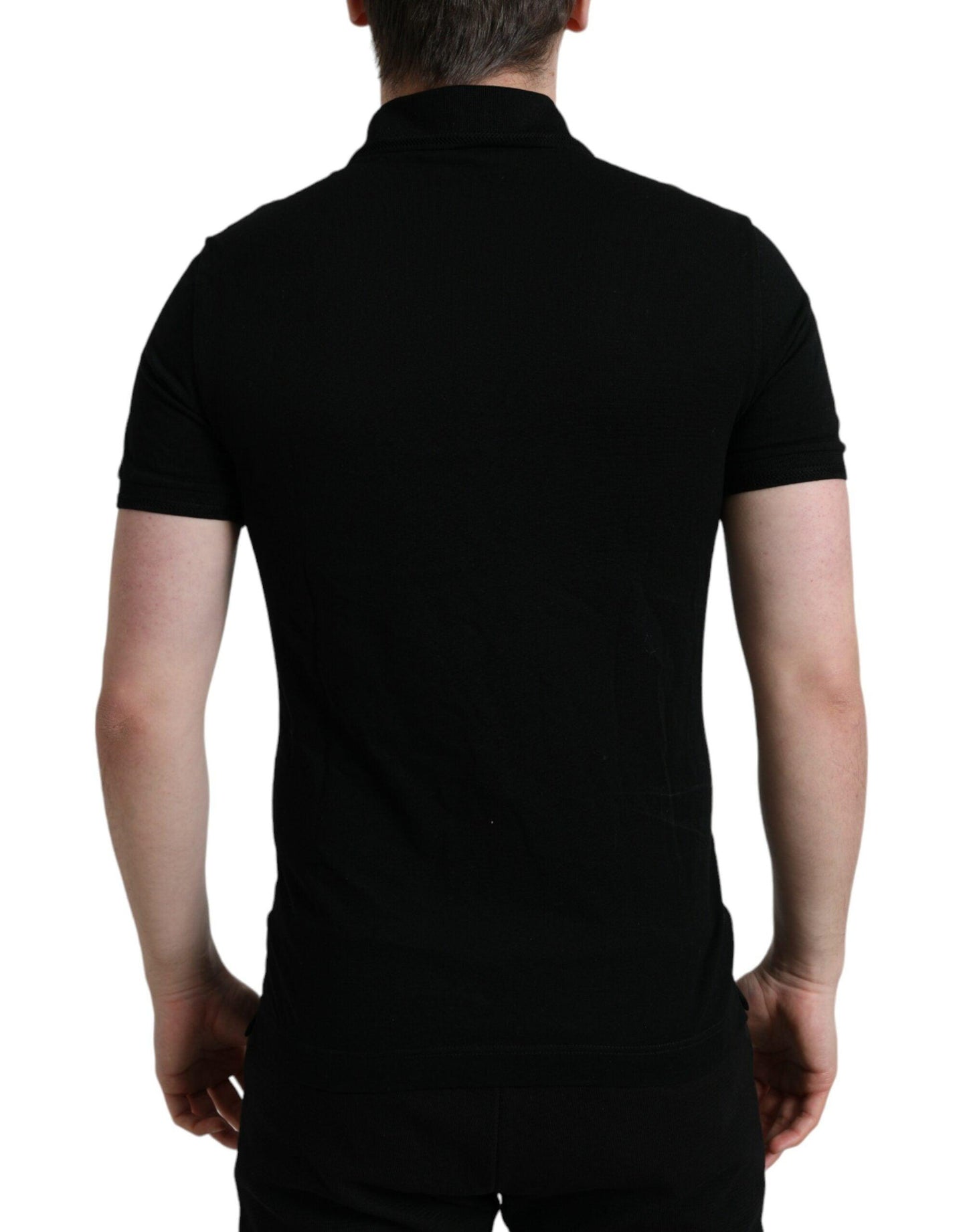 Dolce & Gabbana Elegant Black Cotton Polo Shirt - Arichezz.store