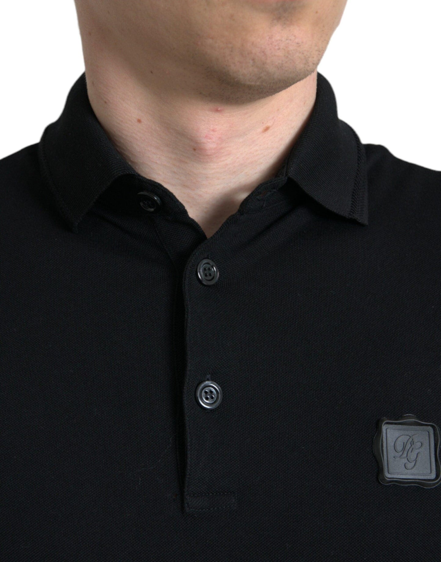 Dolce & Gabbana Elegant Black Cotton Polo Shirt - Arichezz.store