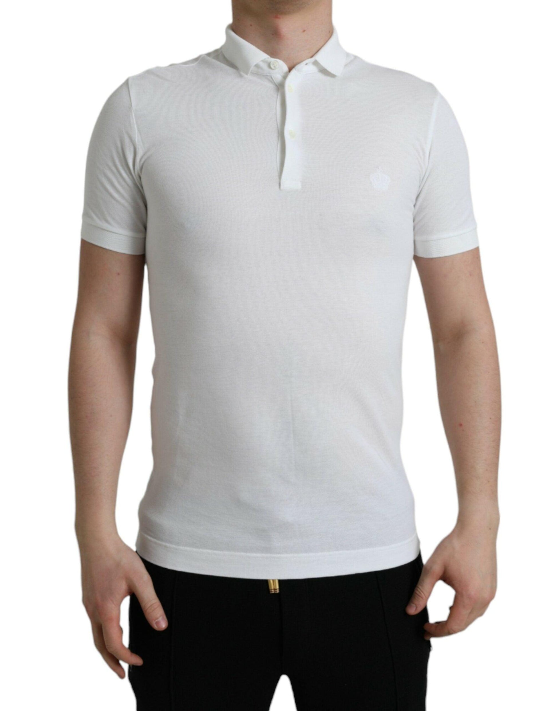 Dolce & Gabbana Crown Embroidered White Cotton Polo - Arichezz.store