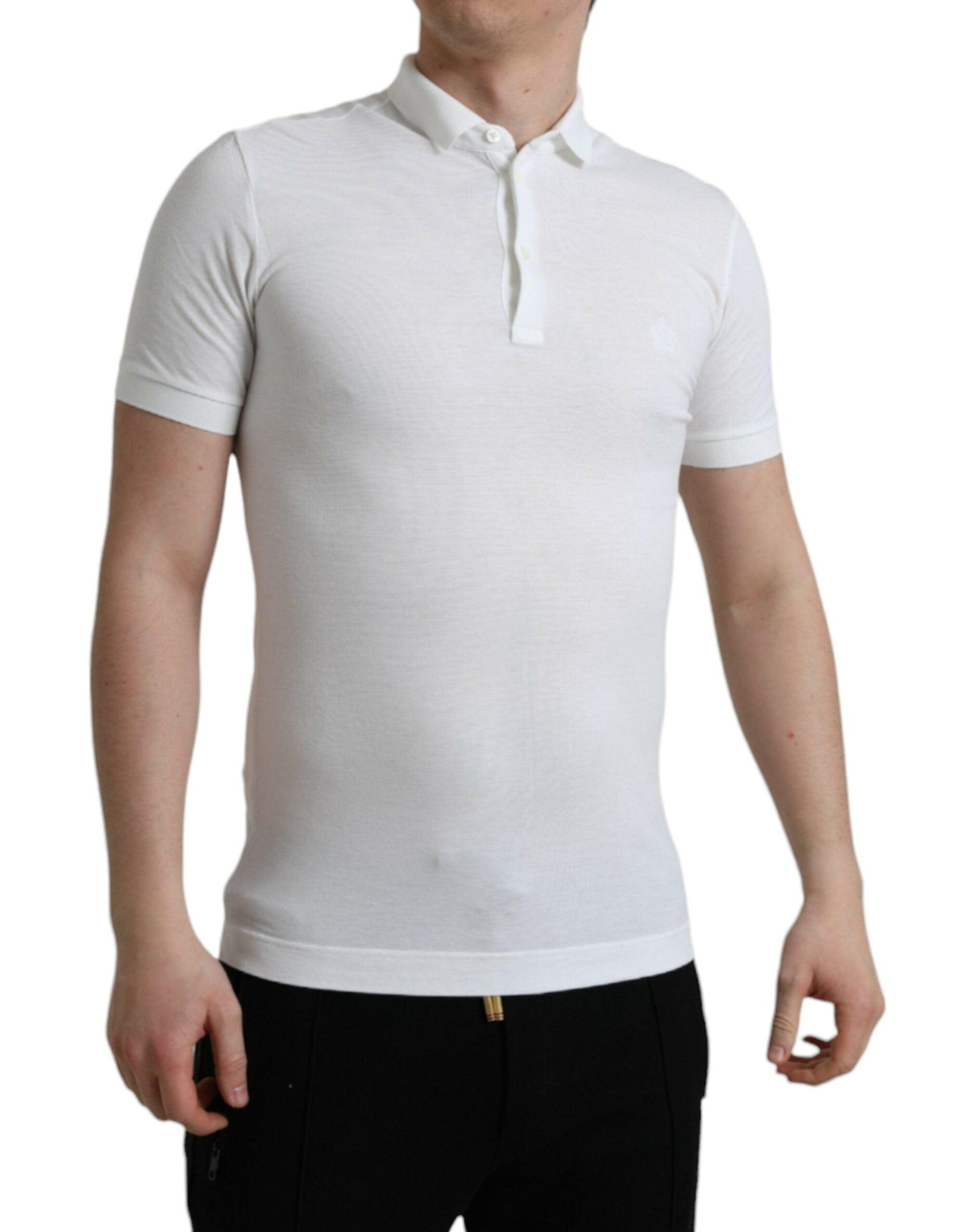 Dolce & Gabbana Crown Embroidered White Cotton Polo - Arichezz.store