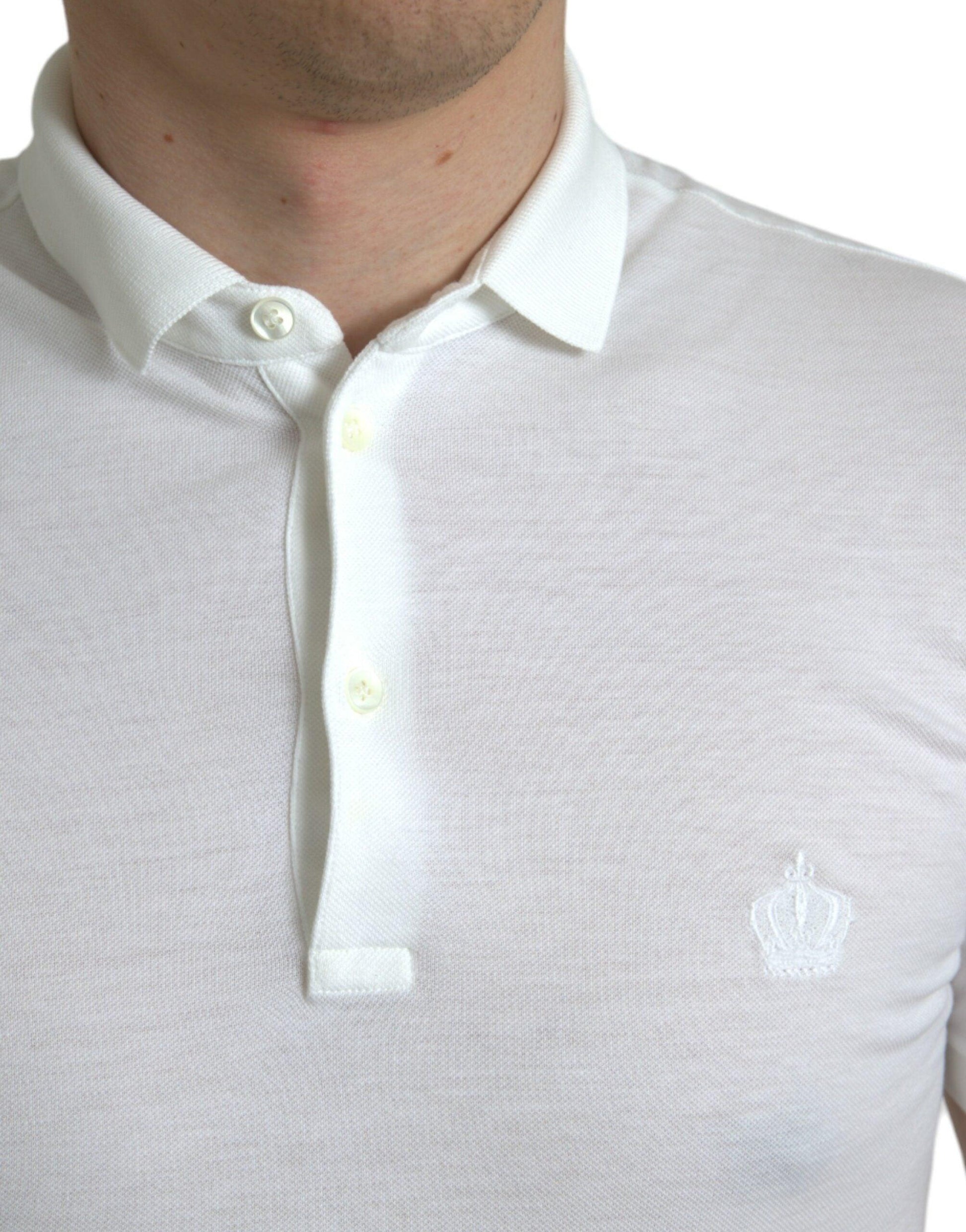 Dolce & Gabbana Crown Embroidered White Cotton Polo - Arichezz.store