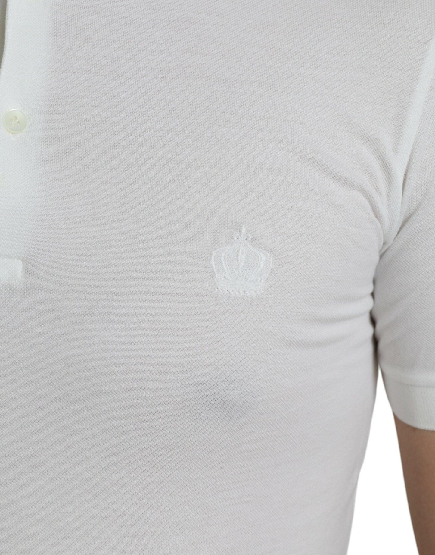 Dolce & Gabbana Crown Embroidered White Cotton Polo - Arichezz.store