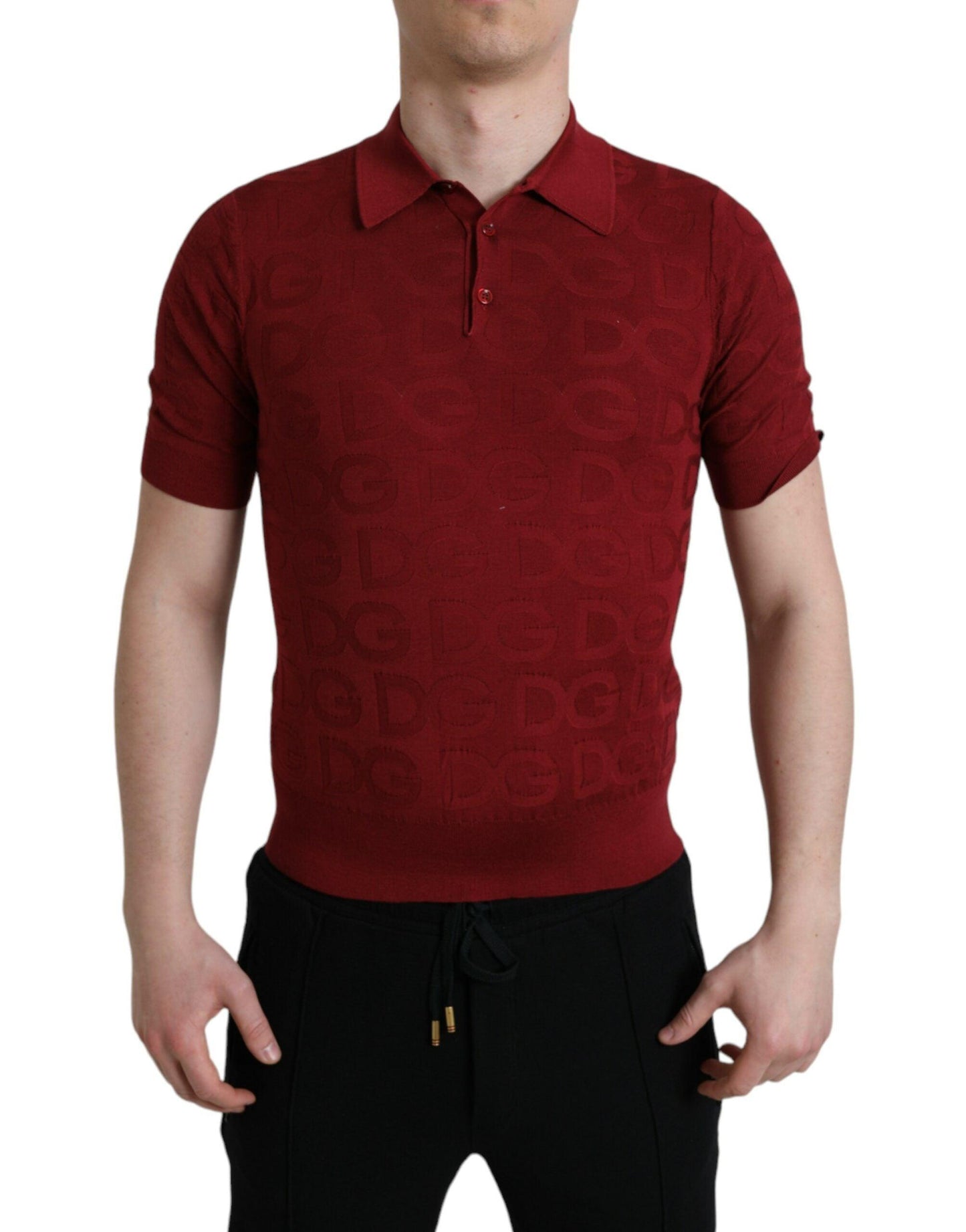 Dolce & Gabbana Silk Maroon Polo T-Shirt - Elegance Meets Comfort - Arichezz.store