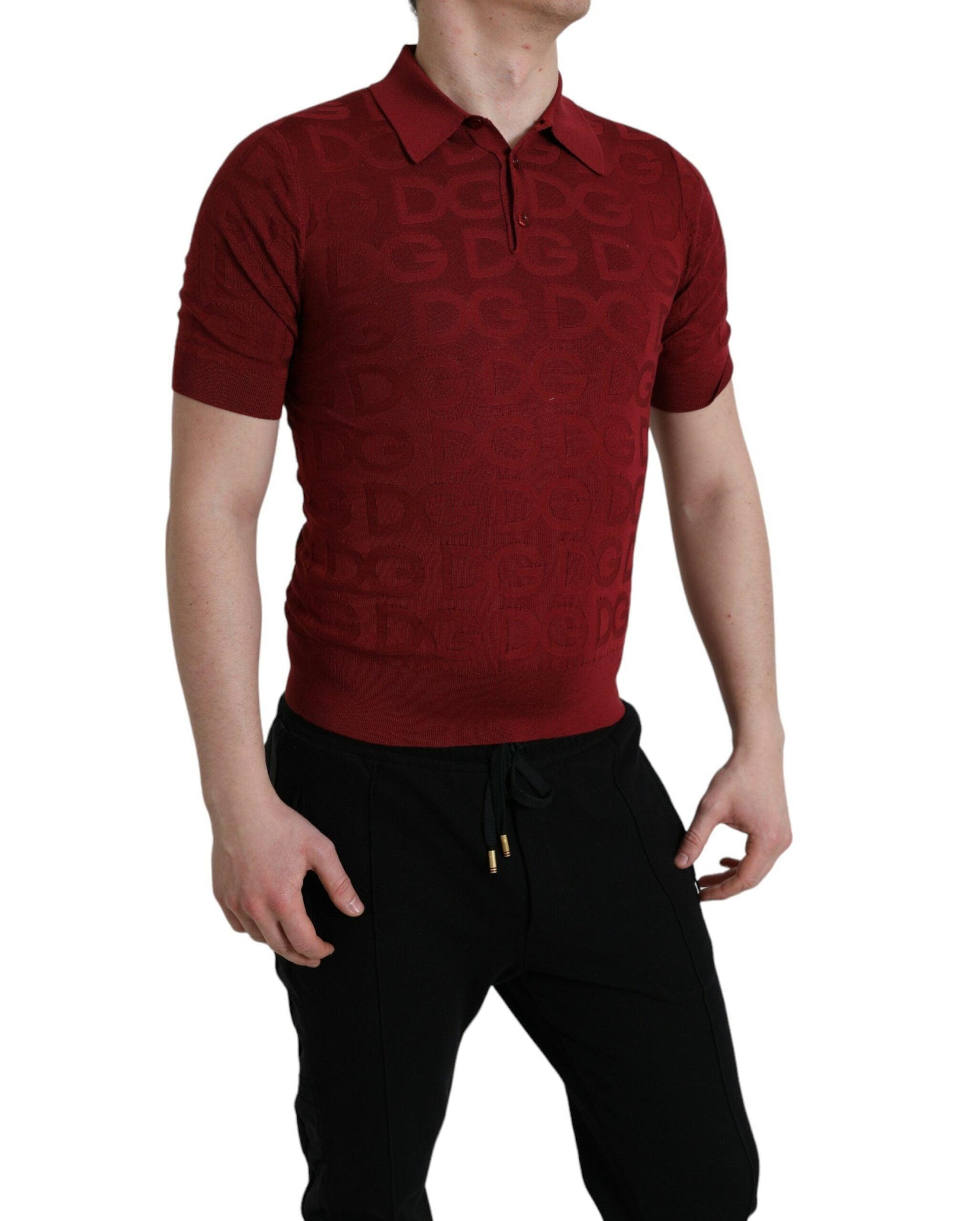 Dolce & Gabbana Silk Maroon Polo T-Shirt - Elegance Meets Comfort - Arichezz.store