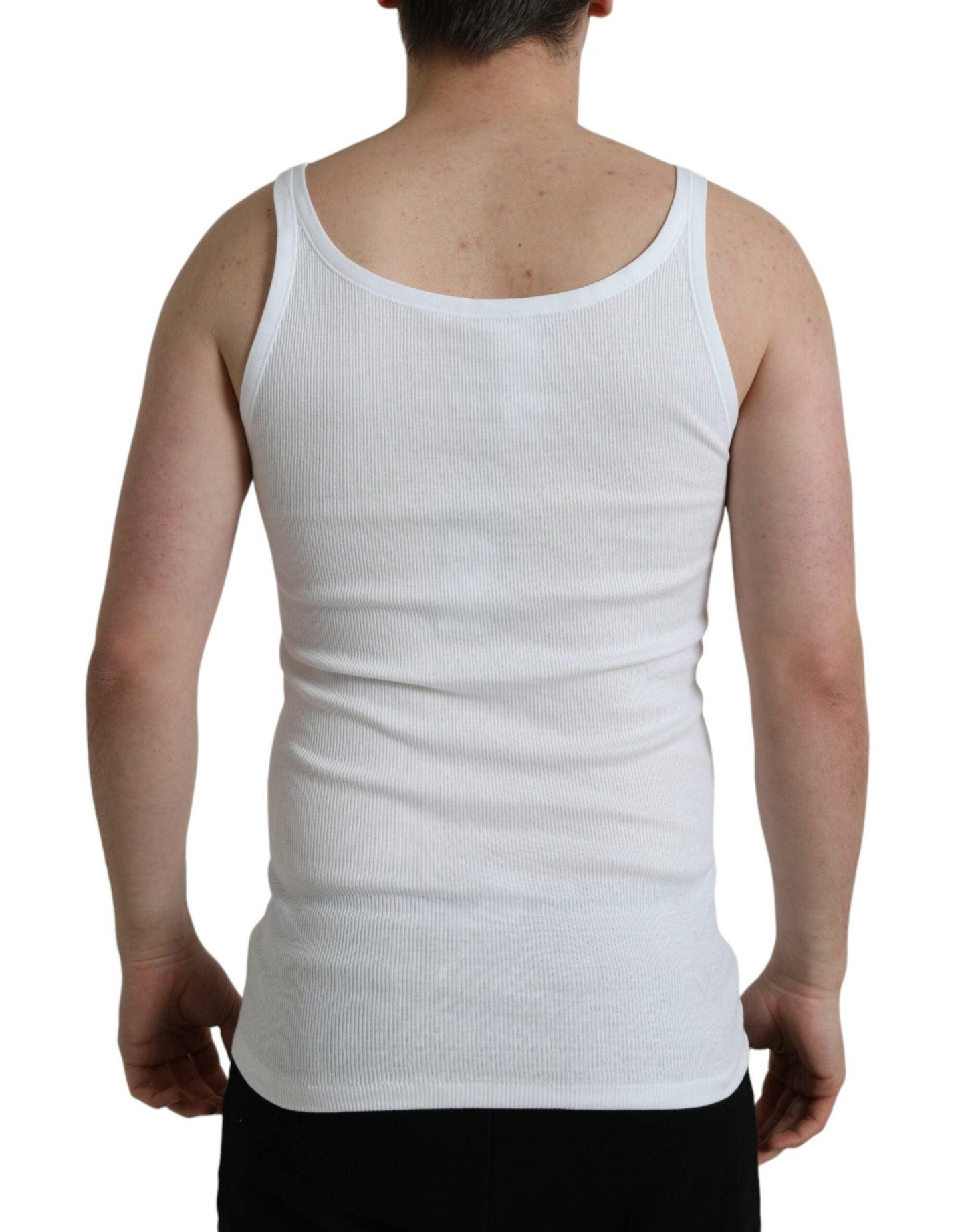 Dolce & Gabbana Elegant White Cotton Tank T-Shirt - Arichezz.store