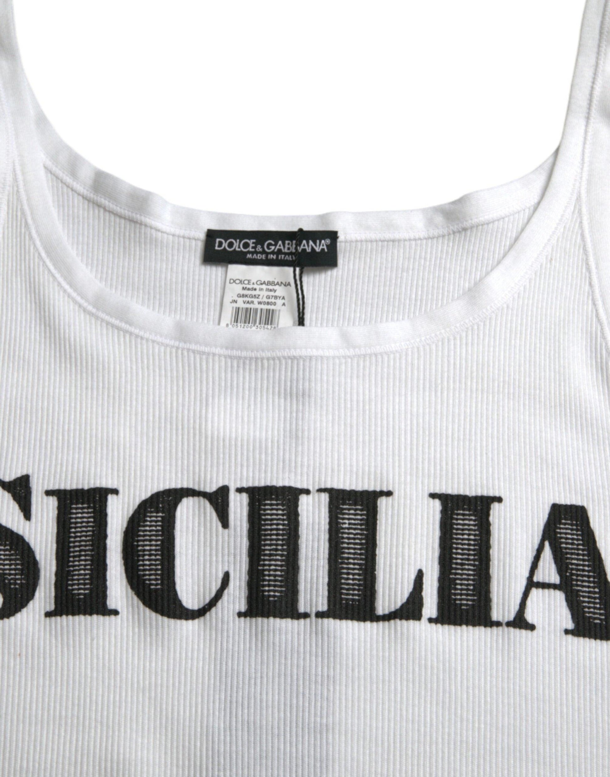 Dolce & Gabbana Elegant White Cotton Tank T-Shirt - Arichezz.store