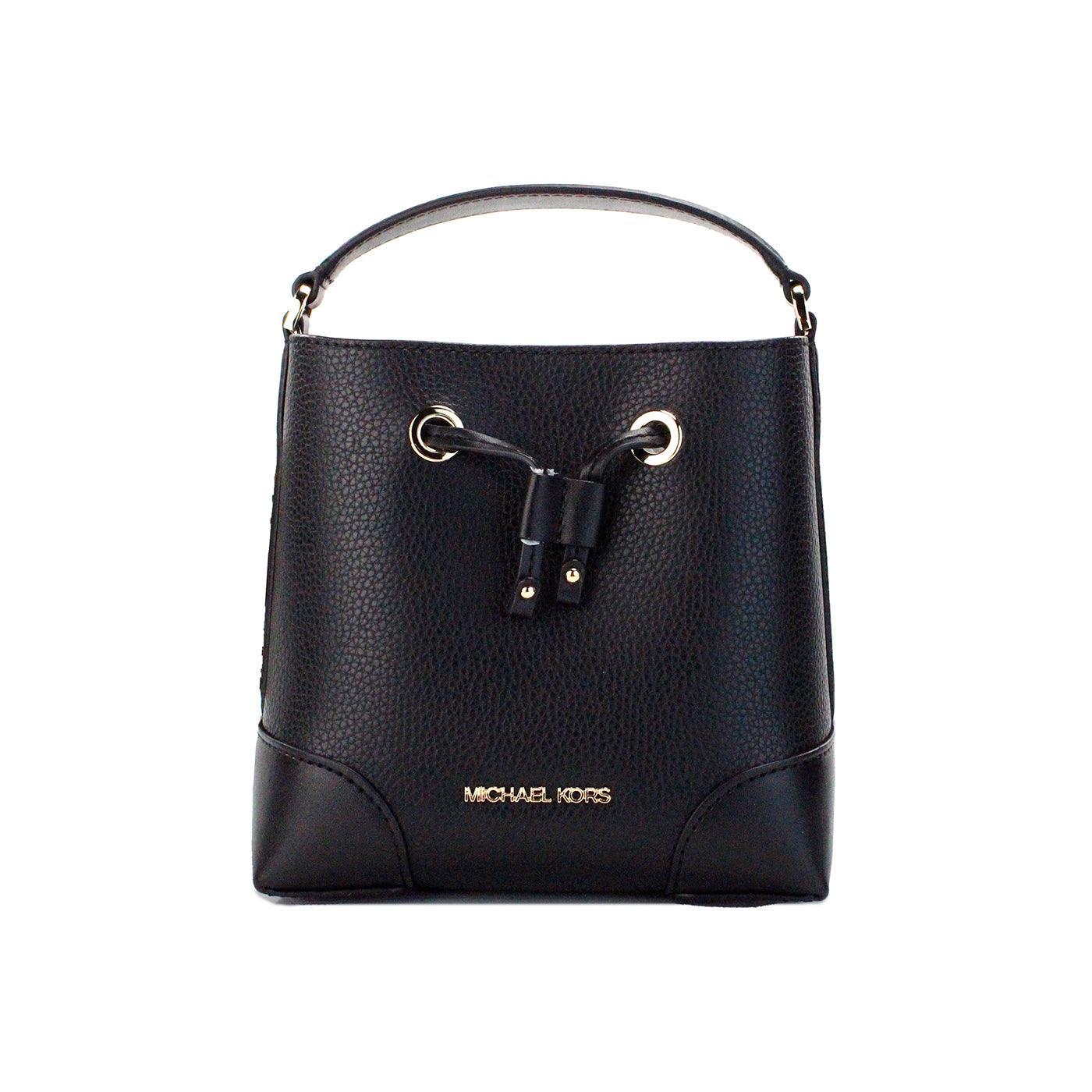 Michael Kors Mercer Small Black Pebbled Leather Bucket Crossbody Bag Purse - Arichezz.store